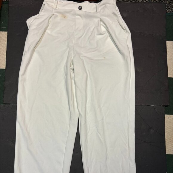 Women’s White Linen Wide-Leg Pants – BBJ Los Angeles, Size M - Picture 1 of 6